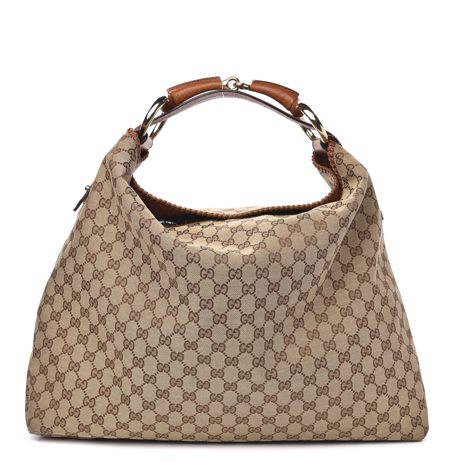 Gucci Monogram Large Horsebit Chain Hobo Brown 1 of 12