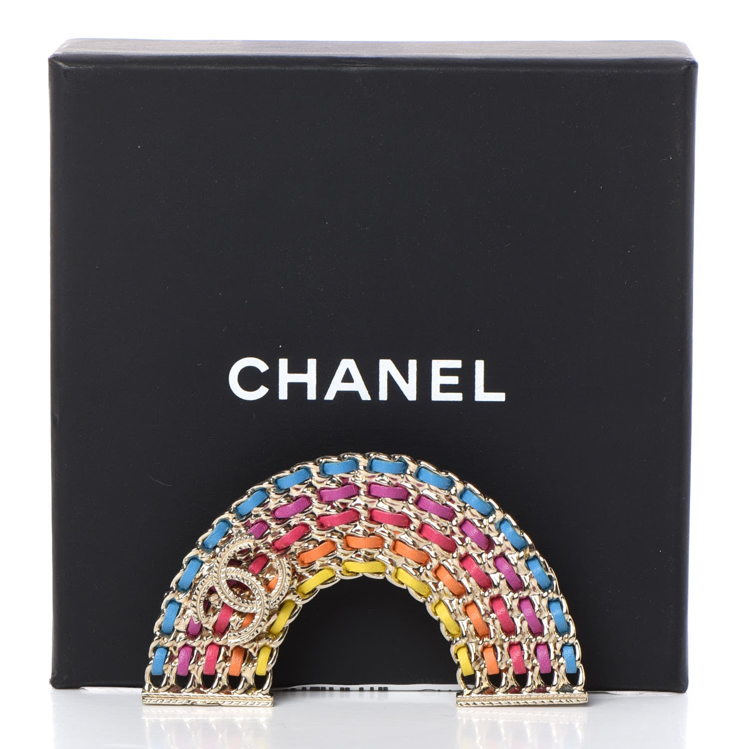 Chanel Lambskin Chain Rainbow CC Brooch Gold Multicolor 5 of 5