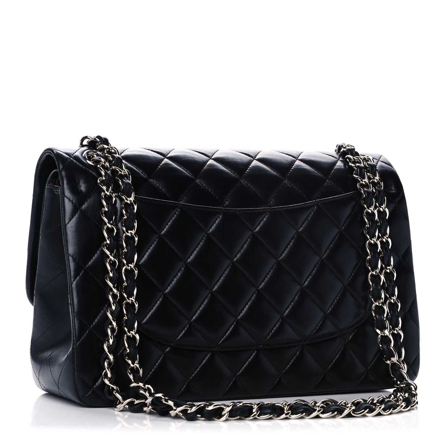 Lambskin Quilted Jumbo Double Flap Black
