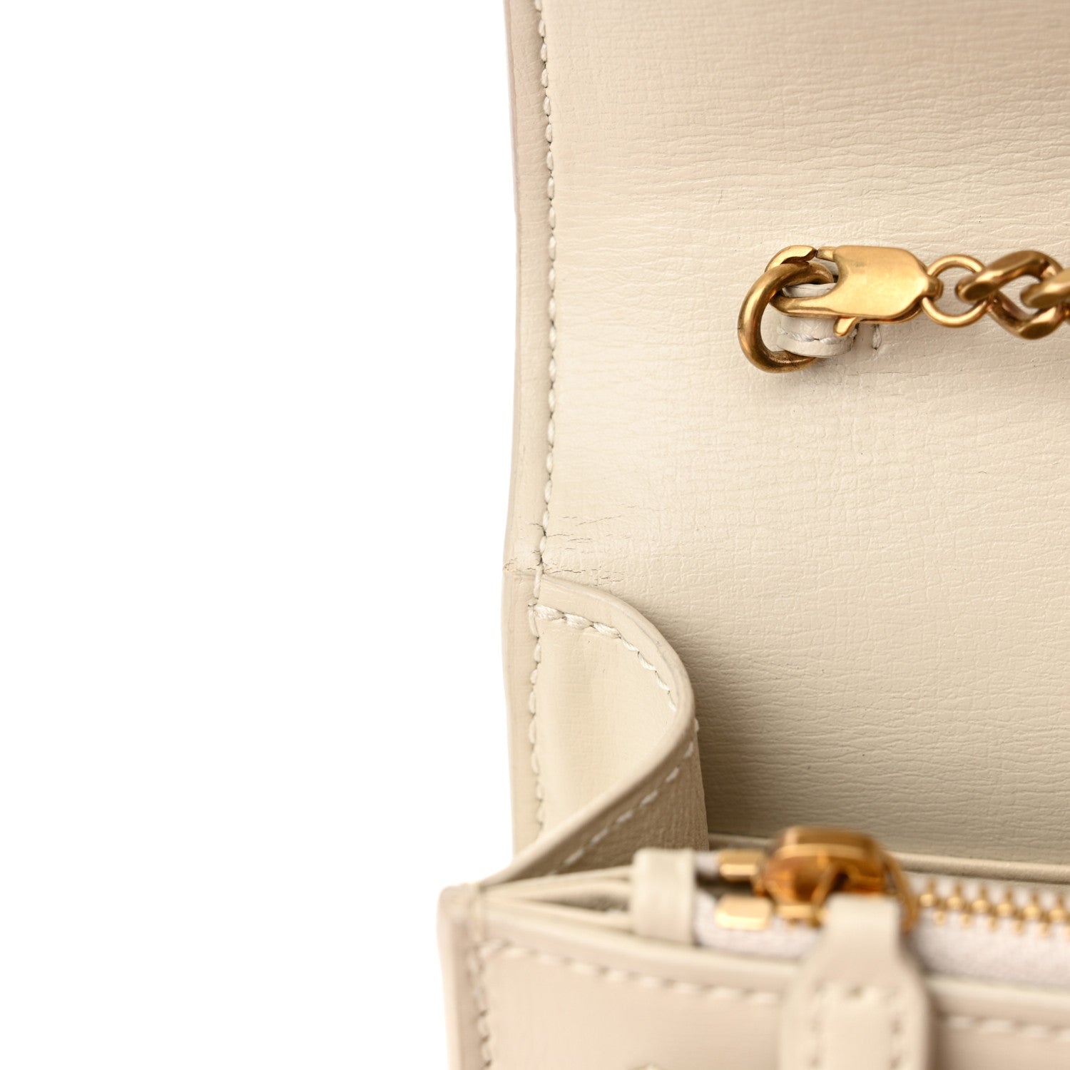 Saint Laurent Calfskin Monogram Sunset Chain Wallet Blanc Vintage 12 of 13