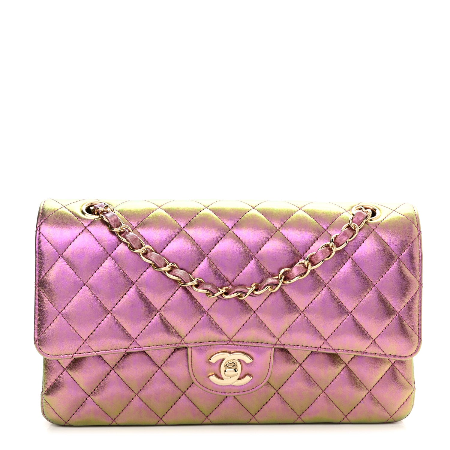 Chanel Iridescent Lambskin Quilted Medium Double Flap Purple 1 of 11