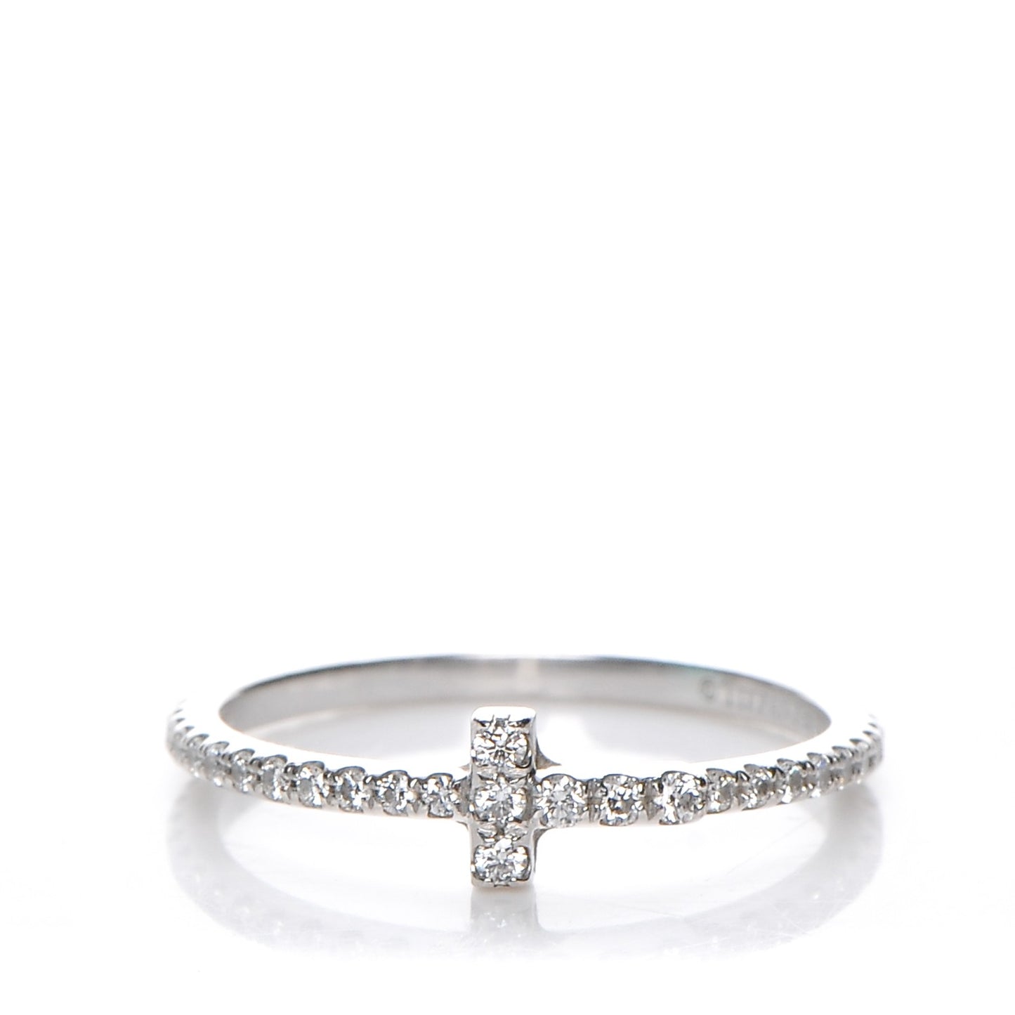 18K White Gold Diamond T Wire Pave Ring 50 5.5