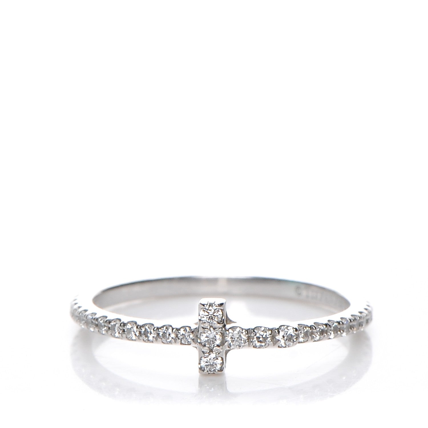Tiffany 18K White Gold Diamond T Wire Pave Ring 50 5.5 1 of 5