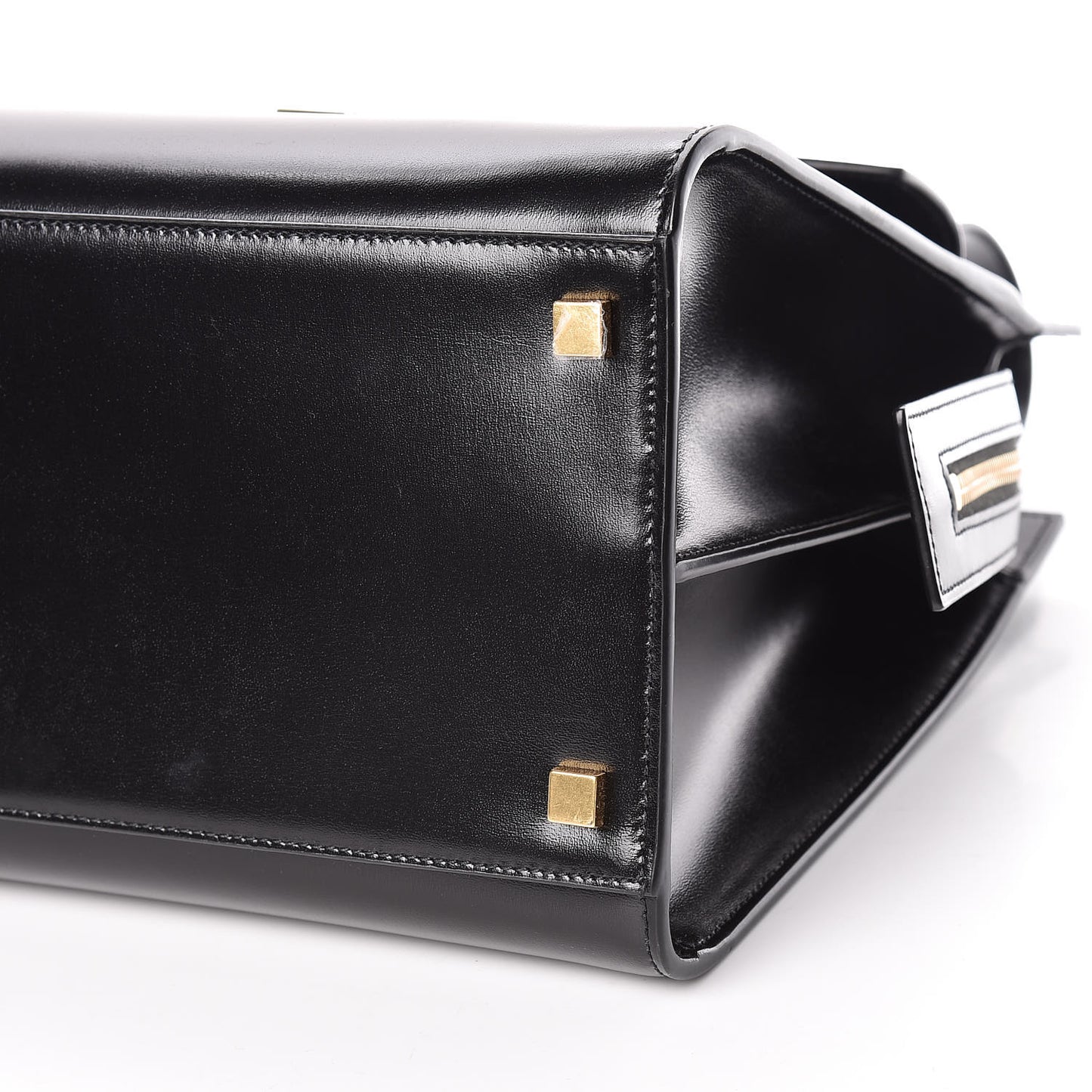 Shiny Calfskin Medium Uptown Tote Black