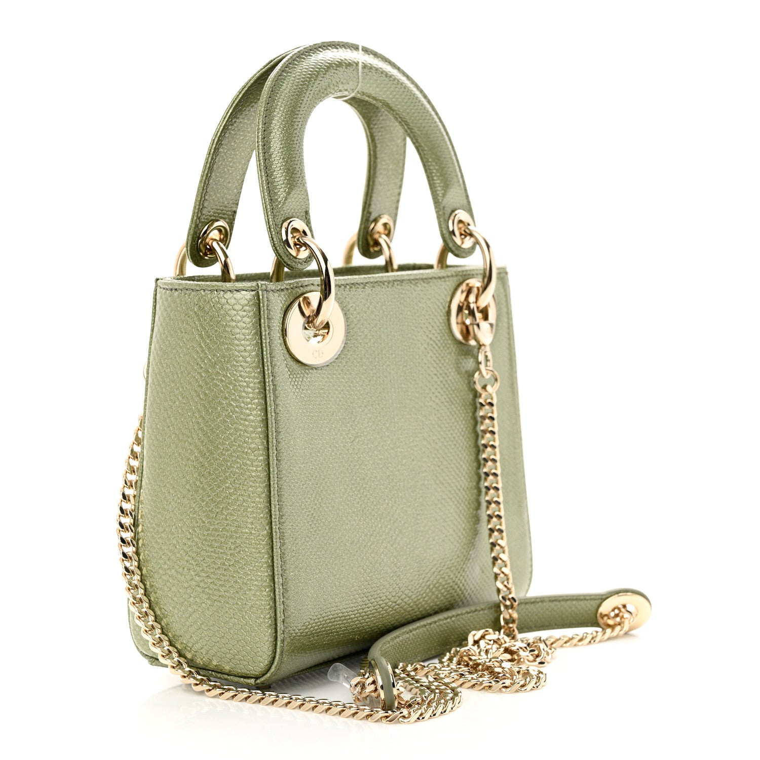 Christian Dior CHRISTIAN DIOR Metallic Lizard Mini Lady Dior Green 3 of 10