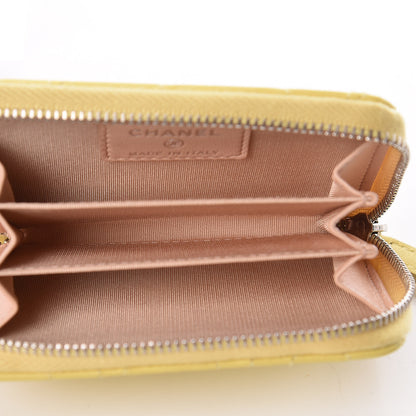 Chanel Lambskin Camellia Embossed Zip Coin Purse Yellow 5 of 8