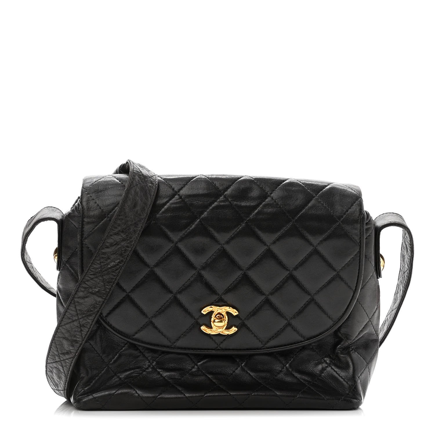 Chanel Lambskin Quilted CC Flap Shoulder Bag Black 1 of 9
