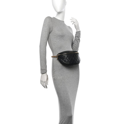 Chanel Lambskin Pearl Quilted CC Belt Bag Black 2 of 12