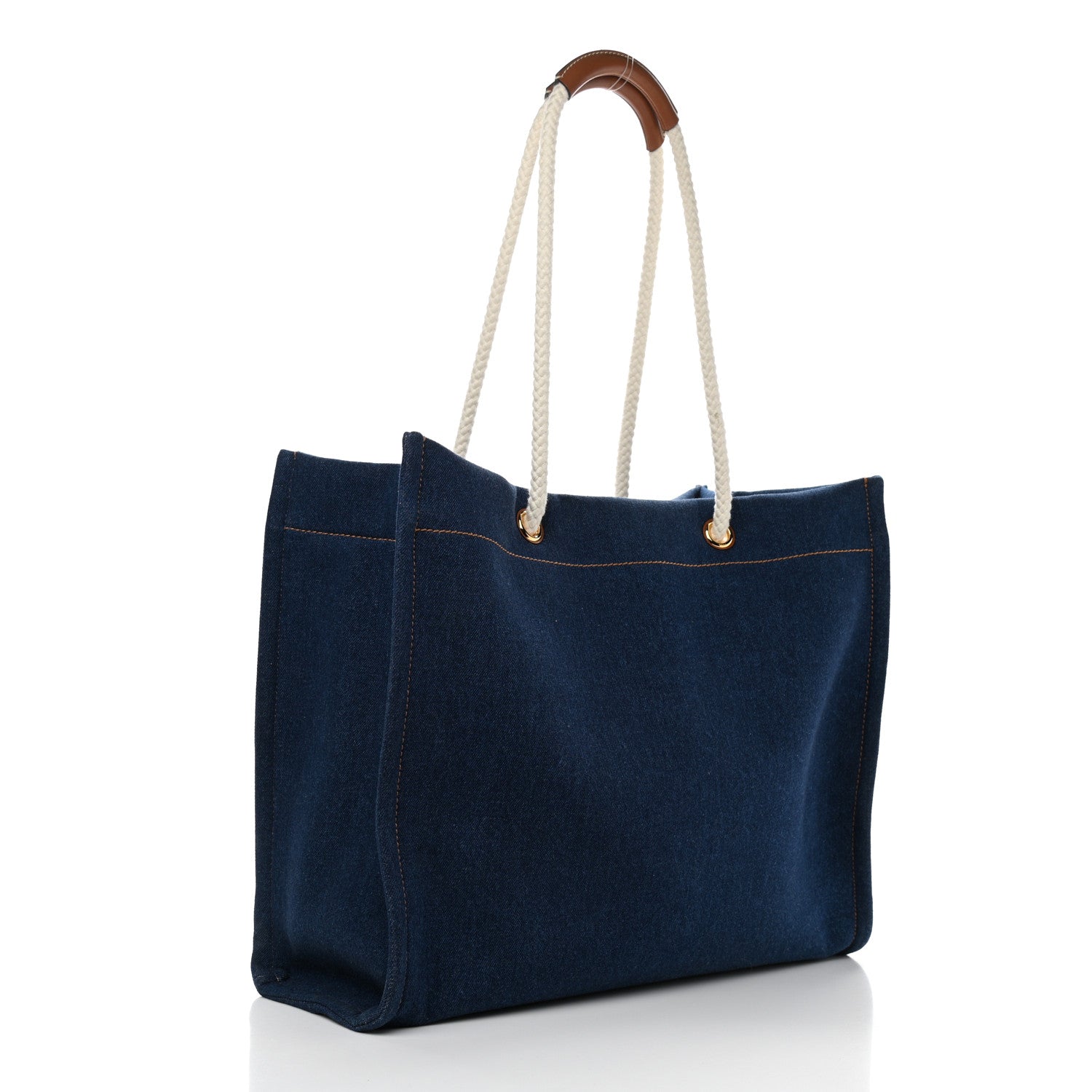 Celine Denim Horizontal Cabas Navy Tan 3 of 9