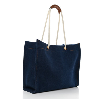 Celine Denim Horizontal Cabas Navy Tan 3 of 9