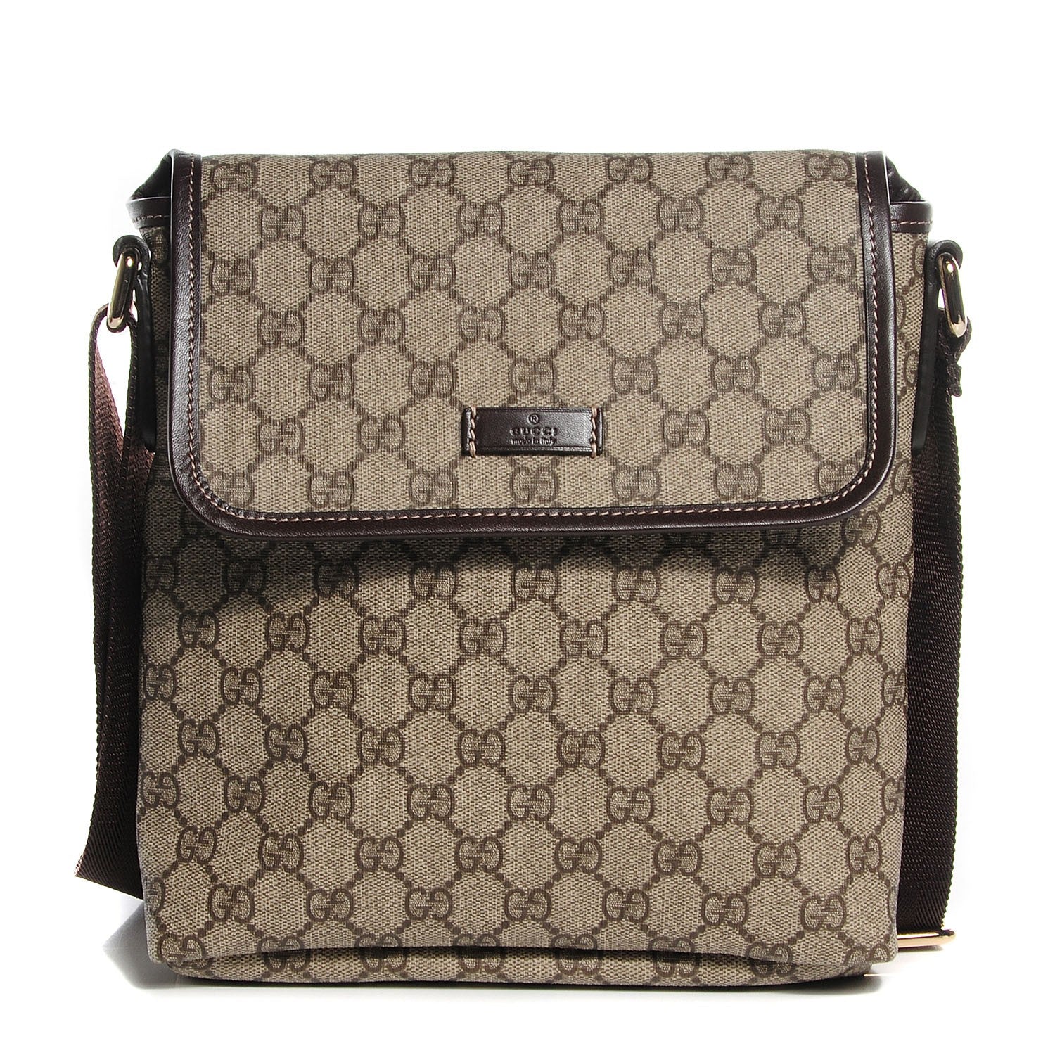 Gucci GG Plus Monogram Small Flap Messenger Bag Beige Dark Brown 1 of 7