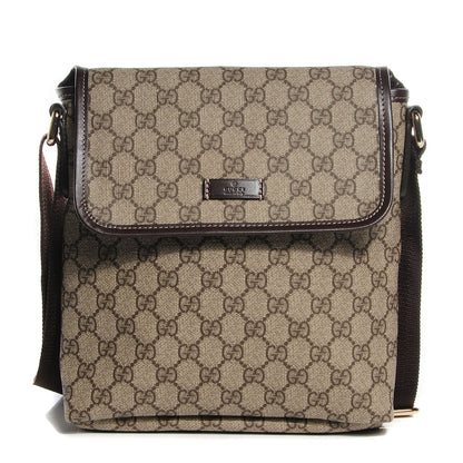 Gucci GG Plus Monogram Small Flap Messenger Bag Beige Dark Brown 1 of 7