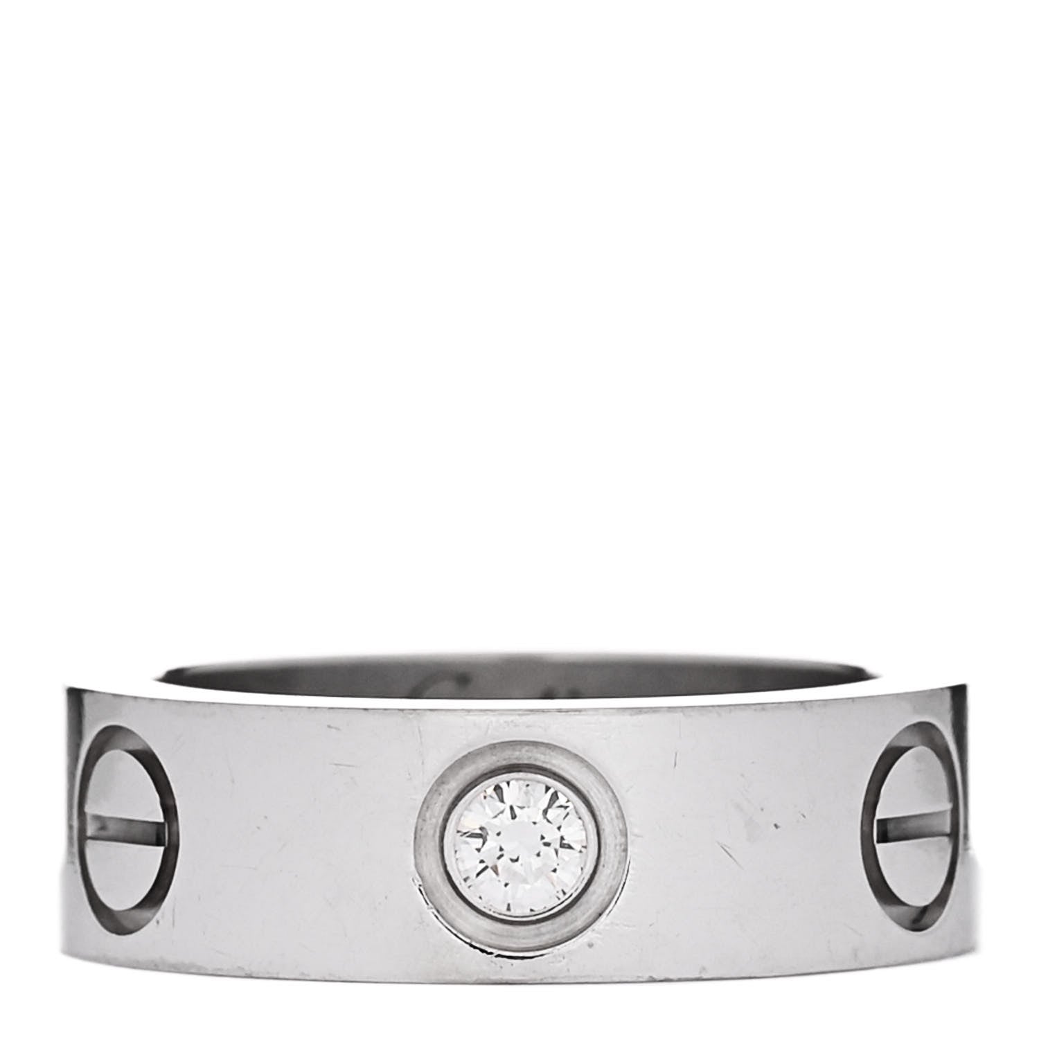 Cartier 18K White Gold 3 Diamond 5.5mm LOVE Ring 46 3.75 1 of 5