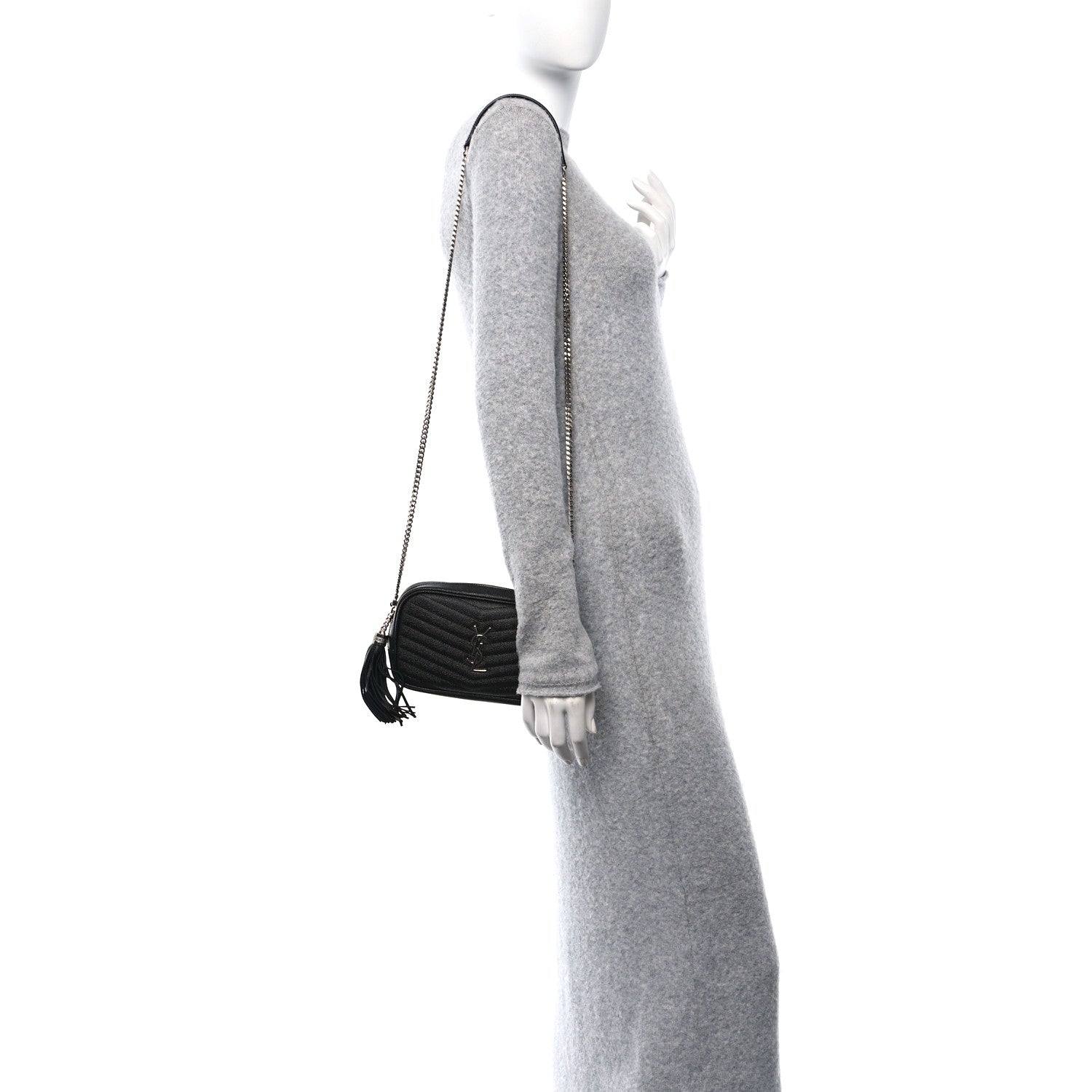 Saint Laurent Grain De Poudre Matelasse Monogram Mini Lou Camera Bag Black 2 of 11