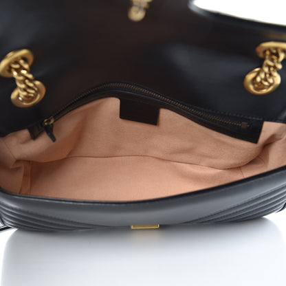 Gucci Calfskin Matelasse Small GG Marmont Shoulder Bag Black 5 of 9