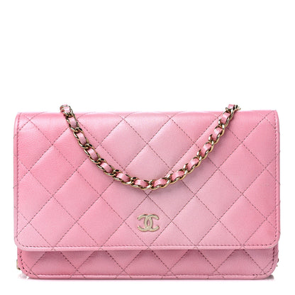 Chanel Cloudy Pearly Goatskin Quilted Wallet on Chain WOC Light Pink 1 of 13