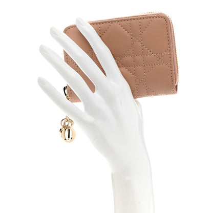 Christian Dior Lambskin Cannage Small Lady Dior Voyageur Coin Purse Rose Des Vents 2 of 7