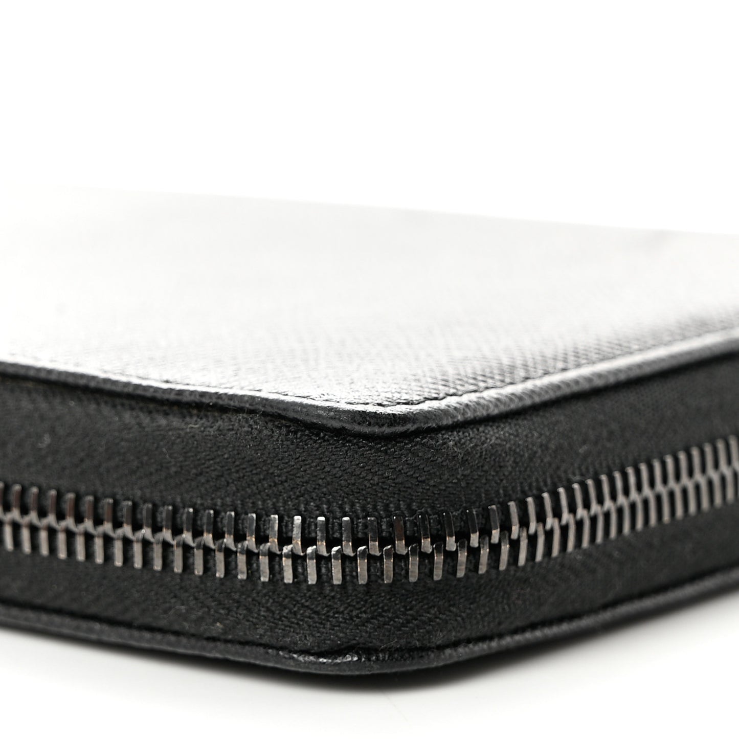 Saffiano Metal Large Zip Around Travel Wallet Black