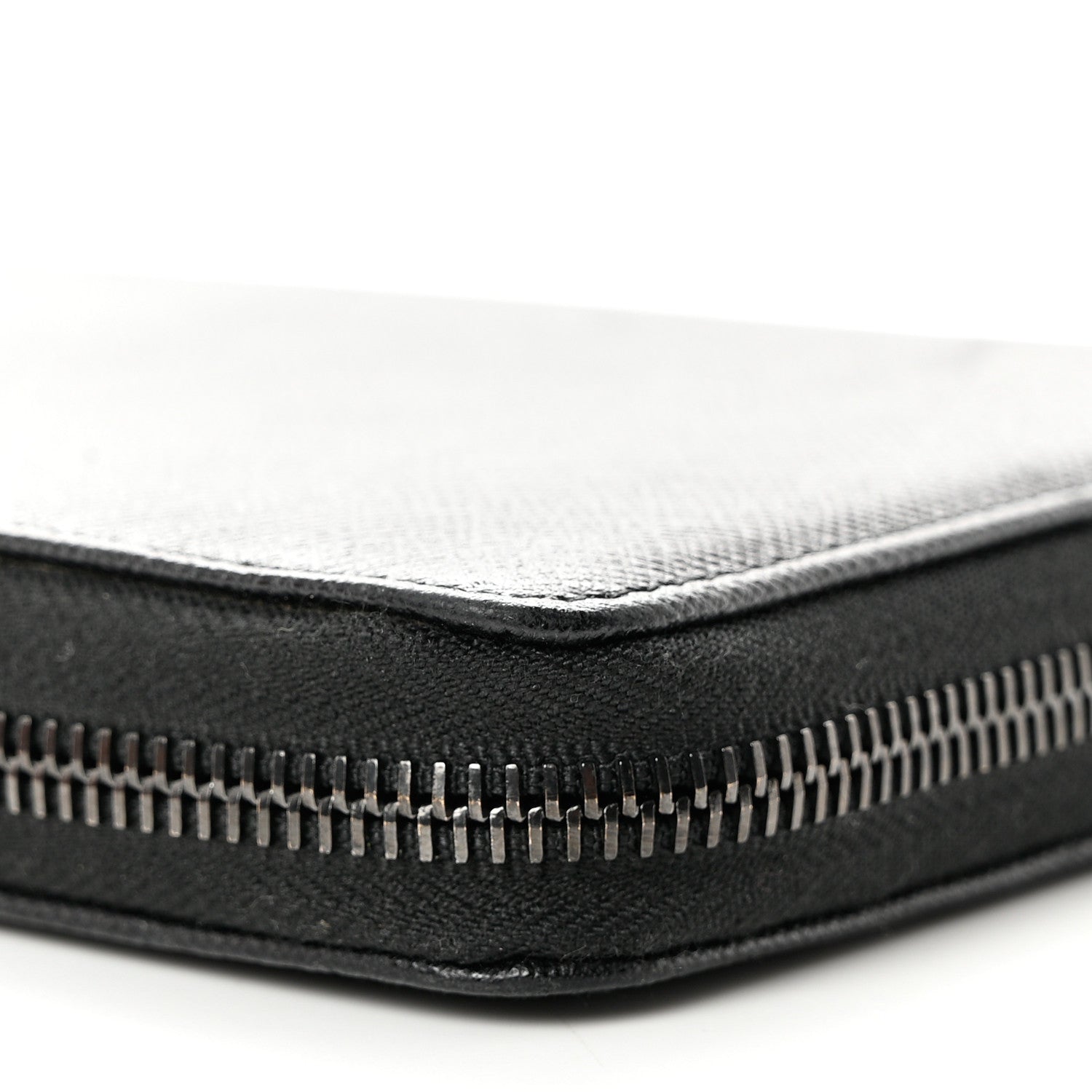 Prada Saffiano Metal Large Zip Around Travel Wallet Black 9 of 10