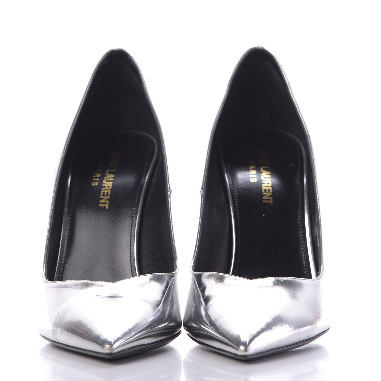Saint Laurent Calfskin Kiki 100 Pumps 37 Silver 2 of 13