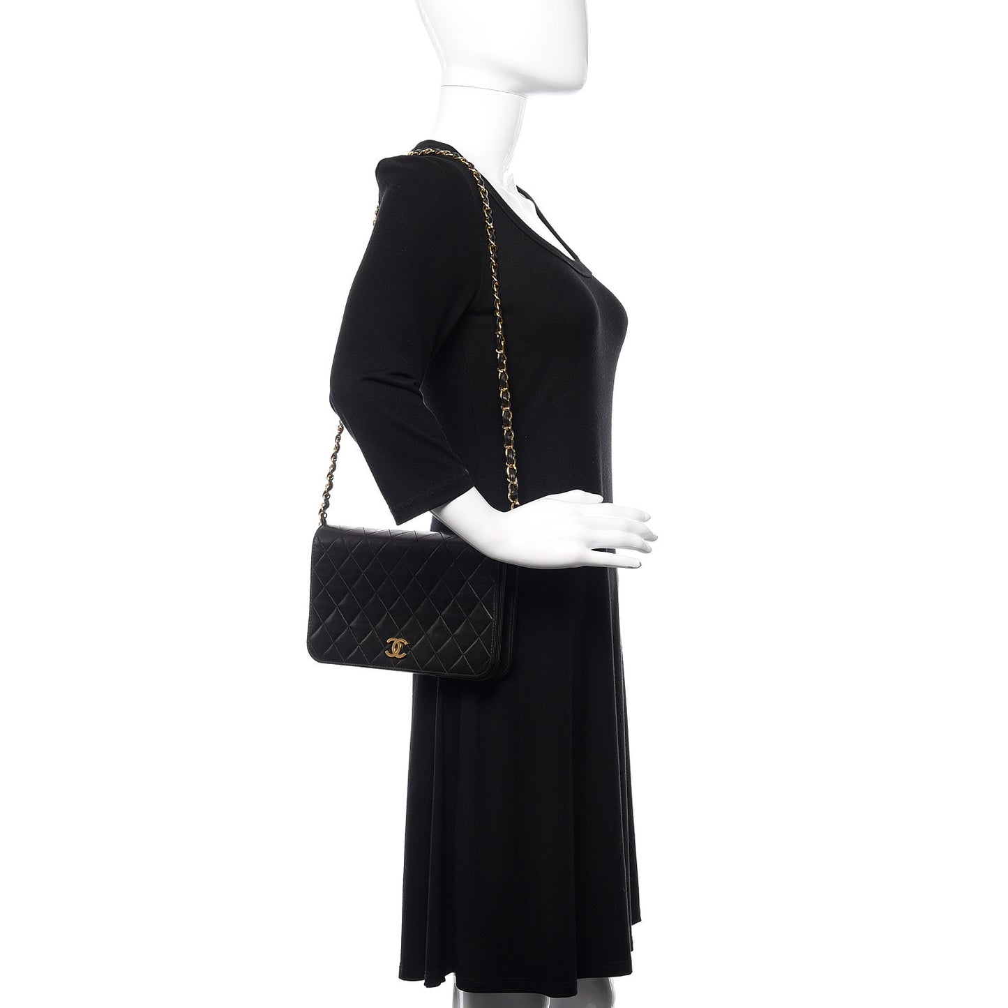 Lambskin Quilted Small Single Flap Black