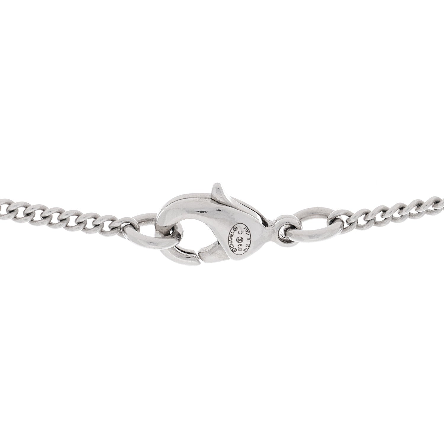 Chanel Crystal CC Life Float Necklace Silver 3 of 3