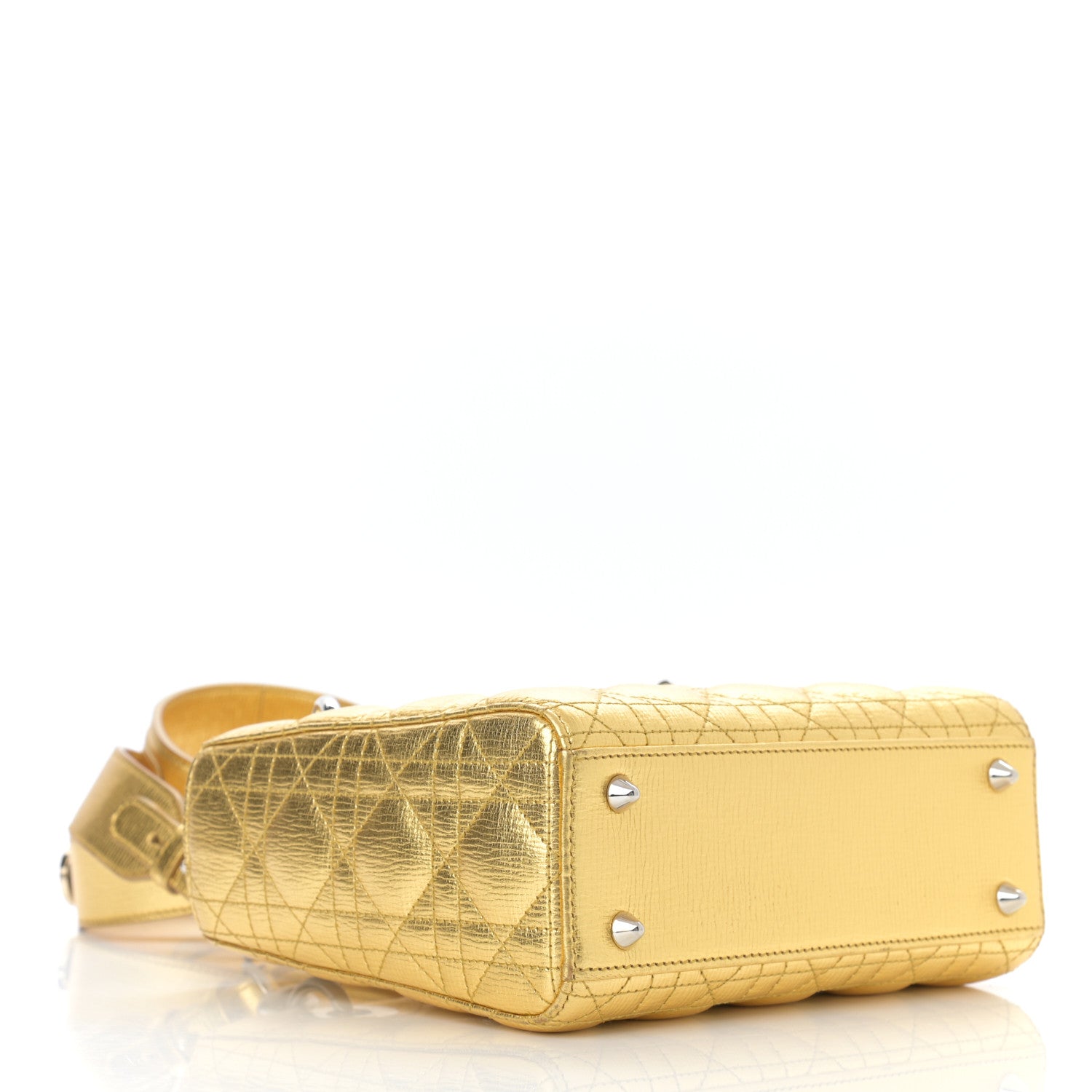 Christian Dior Metallic Grained Calfskin Cannage Small Lucky Badges My Lady Dior Gold 4 of 11