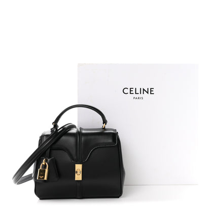 Celine Satinated Calfskin Mini 16 Top Handle Bag Black 13 of 13