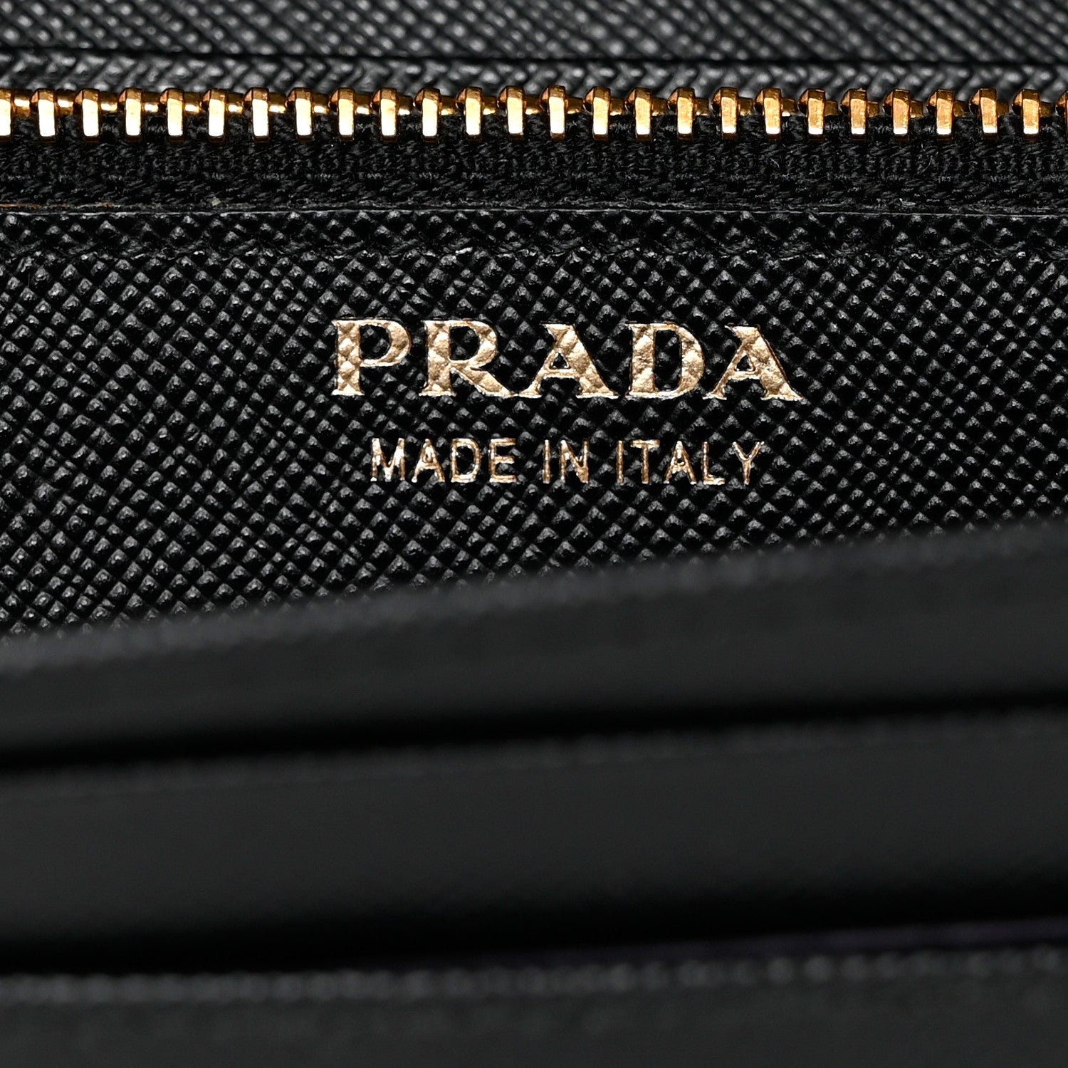 Prada Saffiano Metal Oro Chain Wallet Black 6 of 6