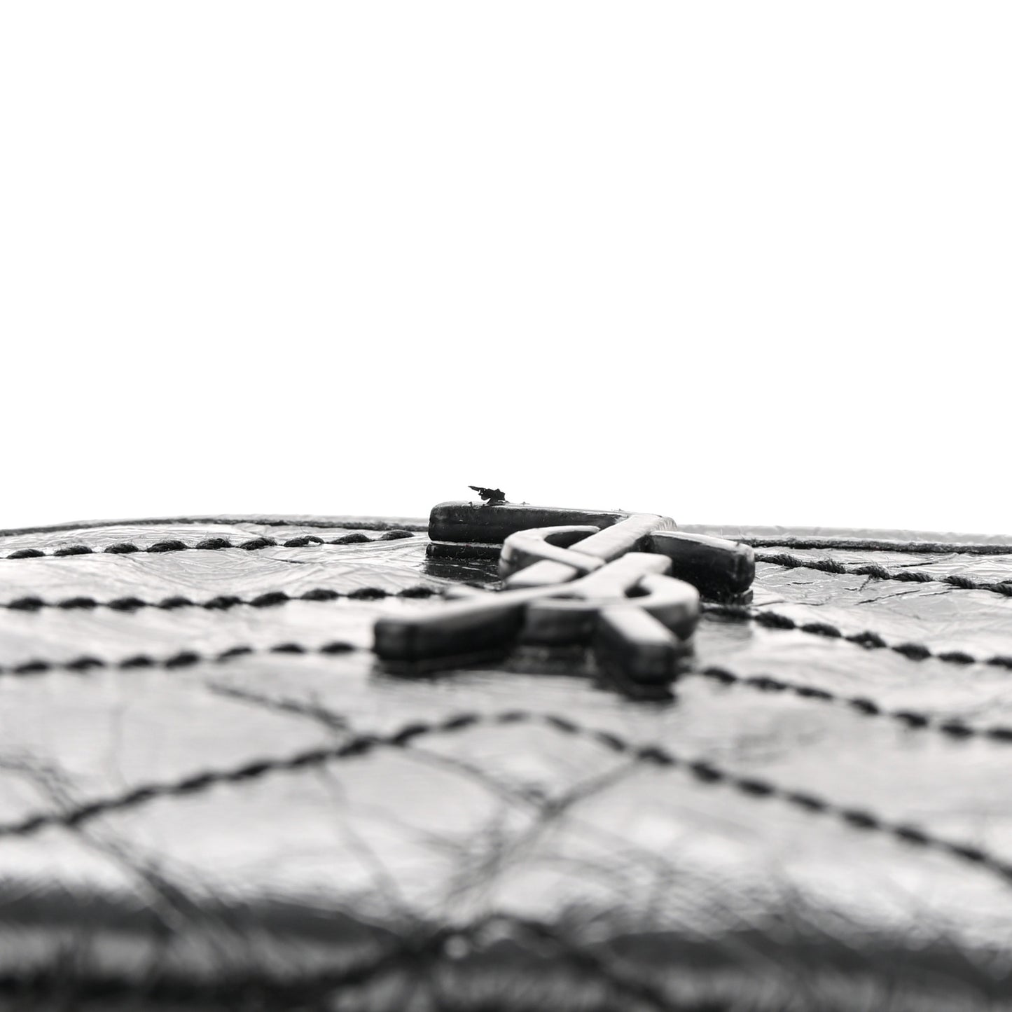 Crinkled Calfskin Matelasse Monogram Baby Niki Chain Satchel Black