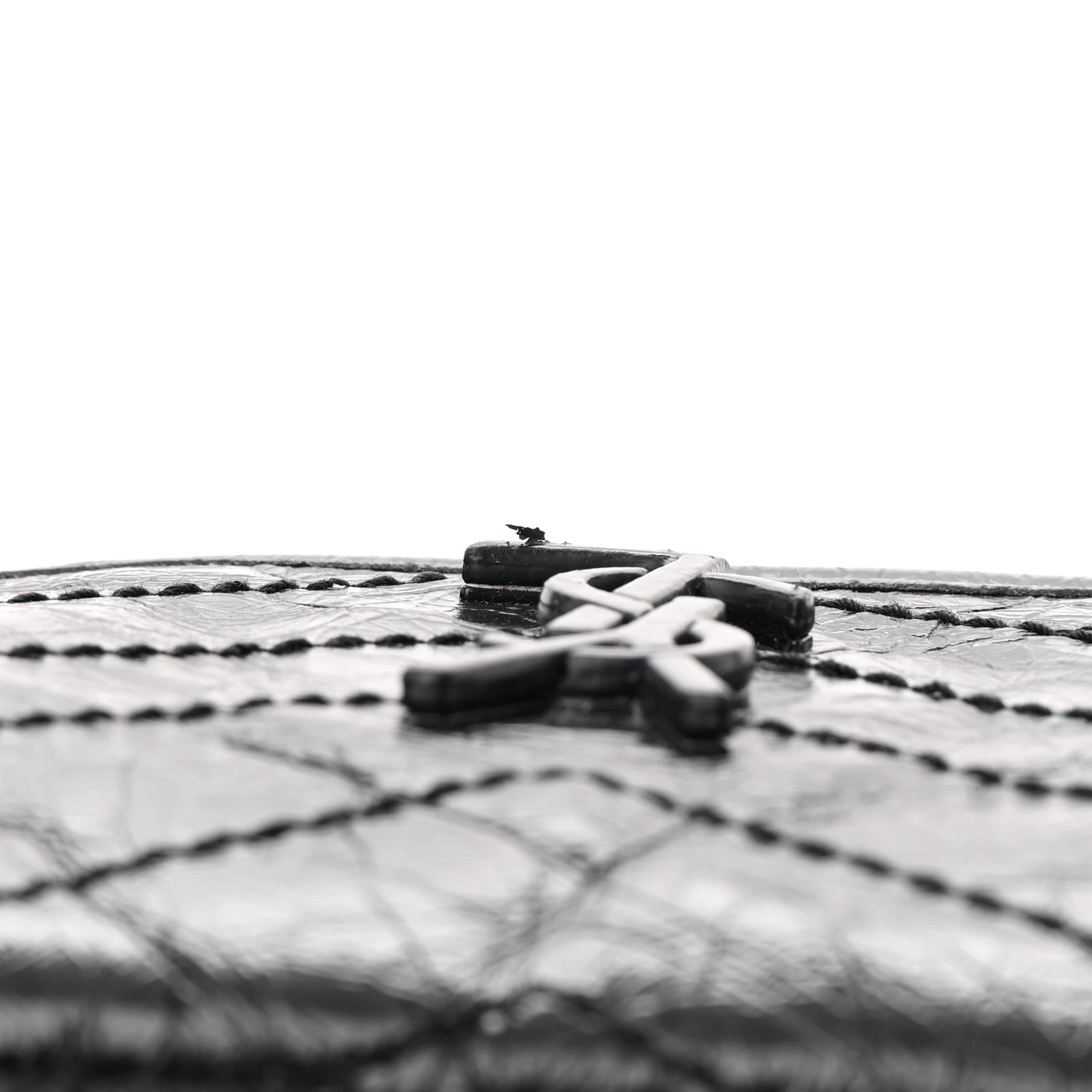 Saint Laurent Crinkled Calfskin Matelasse Monogram Baby Niki Chain Satchel Black 17 of 18