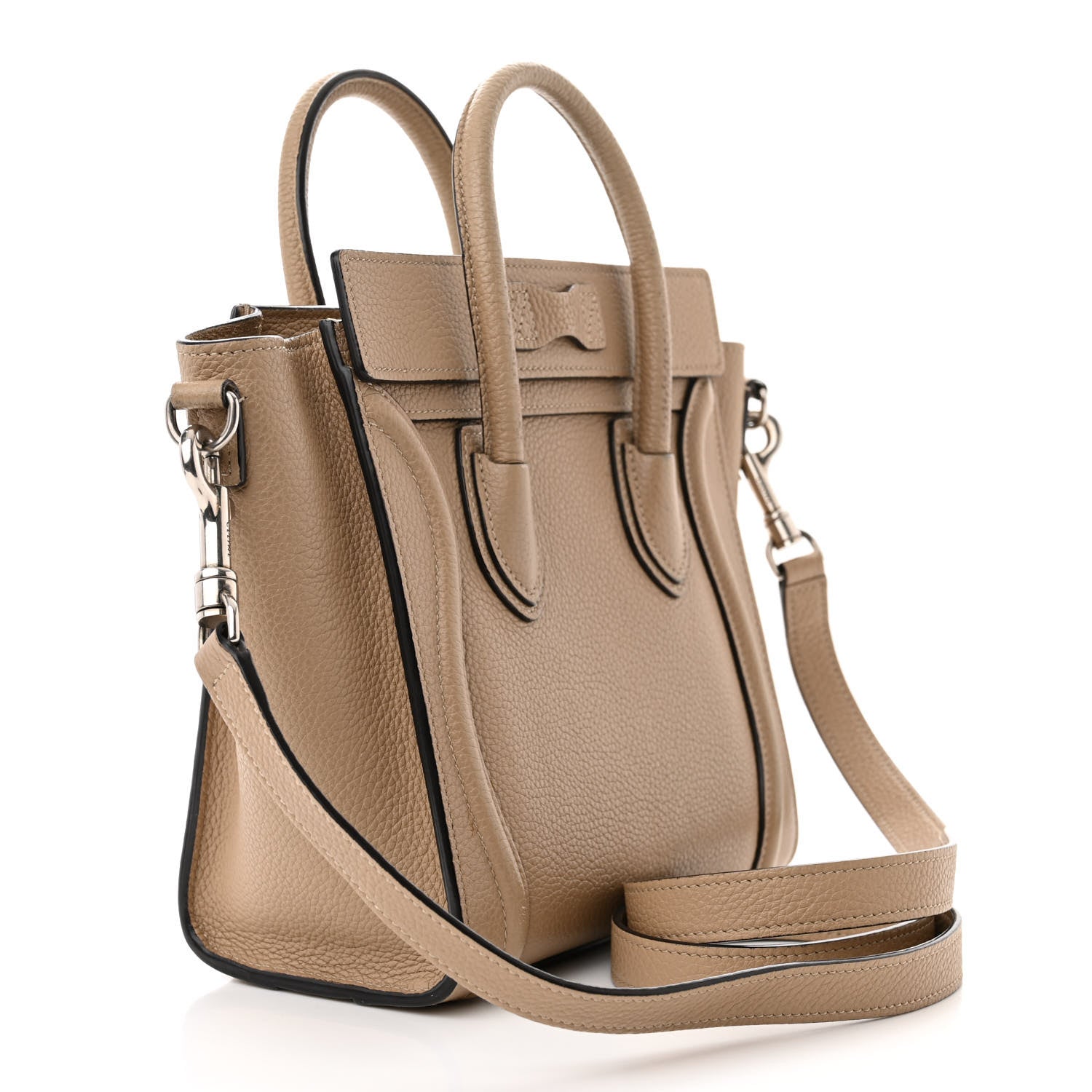 Celine Drummed Calfskin Nano Luggage Dune 3 of 20