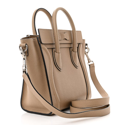 Celine Drummed Calfskin Nano Luggage Dune 3 of 20