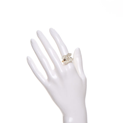 Chanel Crystal Double CC Ring 6.25 Light Gold 2 of 5