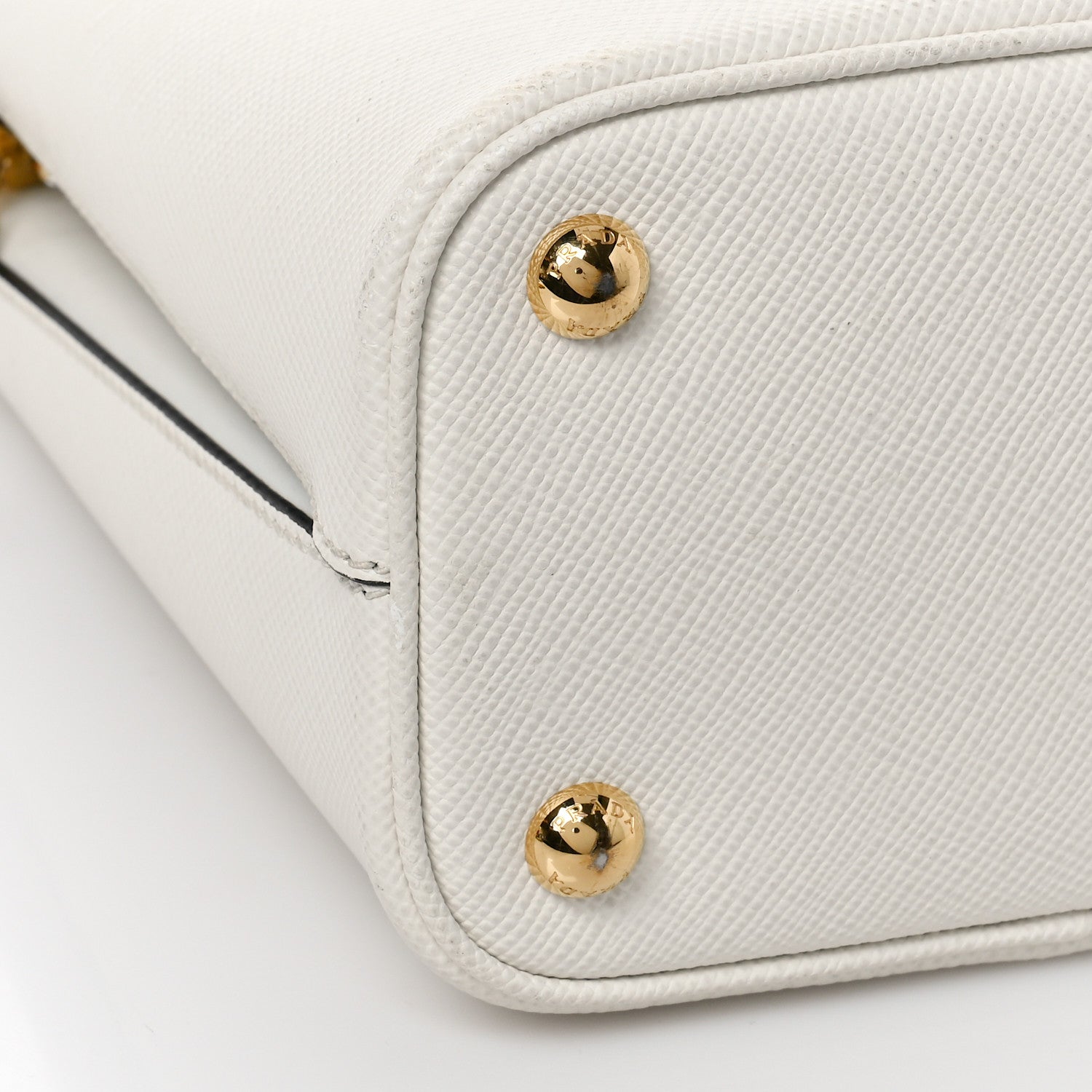 Prada Saffiano Cuir Calfskin Small Panier Bucket Bag White Black 7 of 9