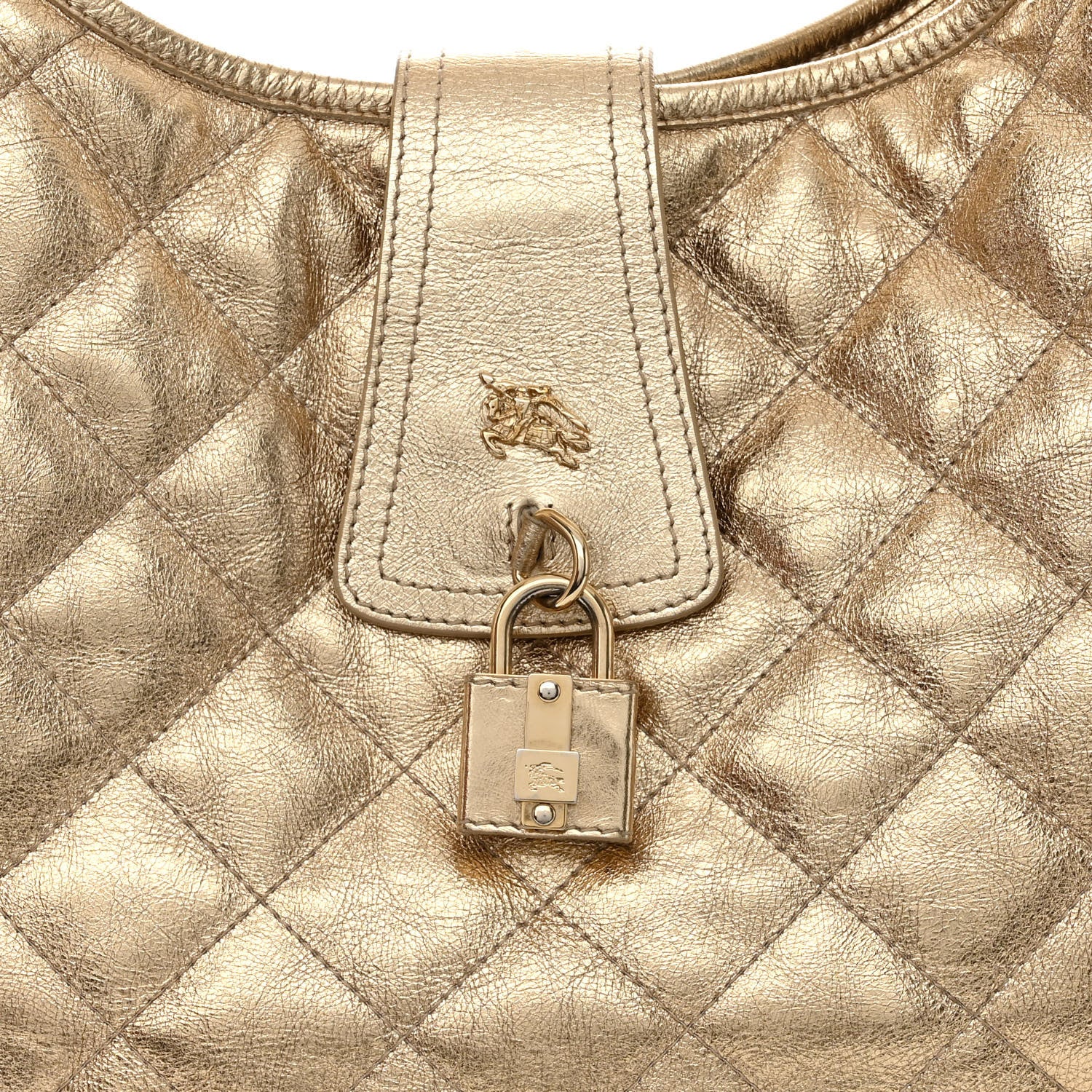 Burberry Metallic Calfskin Quilted Hoxton Hobo Gold 9 of 12