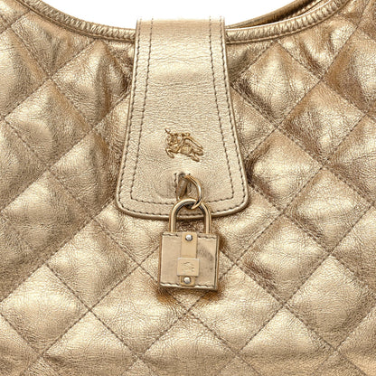 Burberry Metallic Calfskin Quilted Hoxton Hobo Gold 9 of 12
