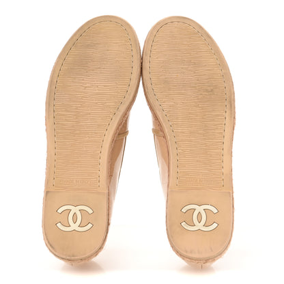 Chanel Patent CC Loafers Espadrille 38.5 Beige 6 of 9