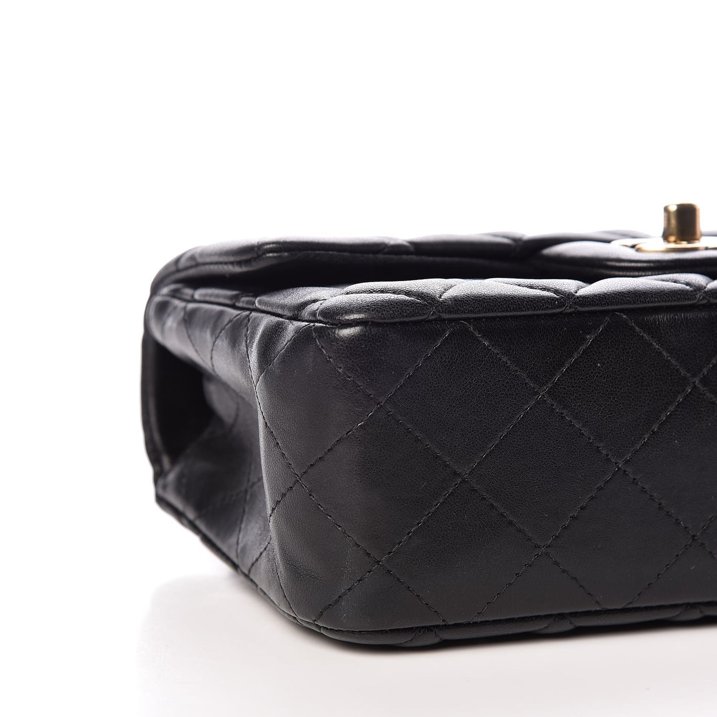 Lambskin Quilted Mini Rectangular Flap Black