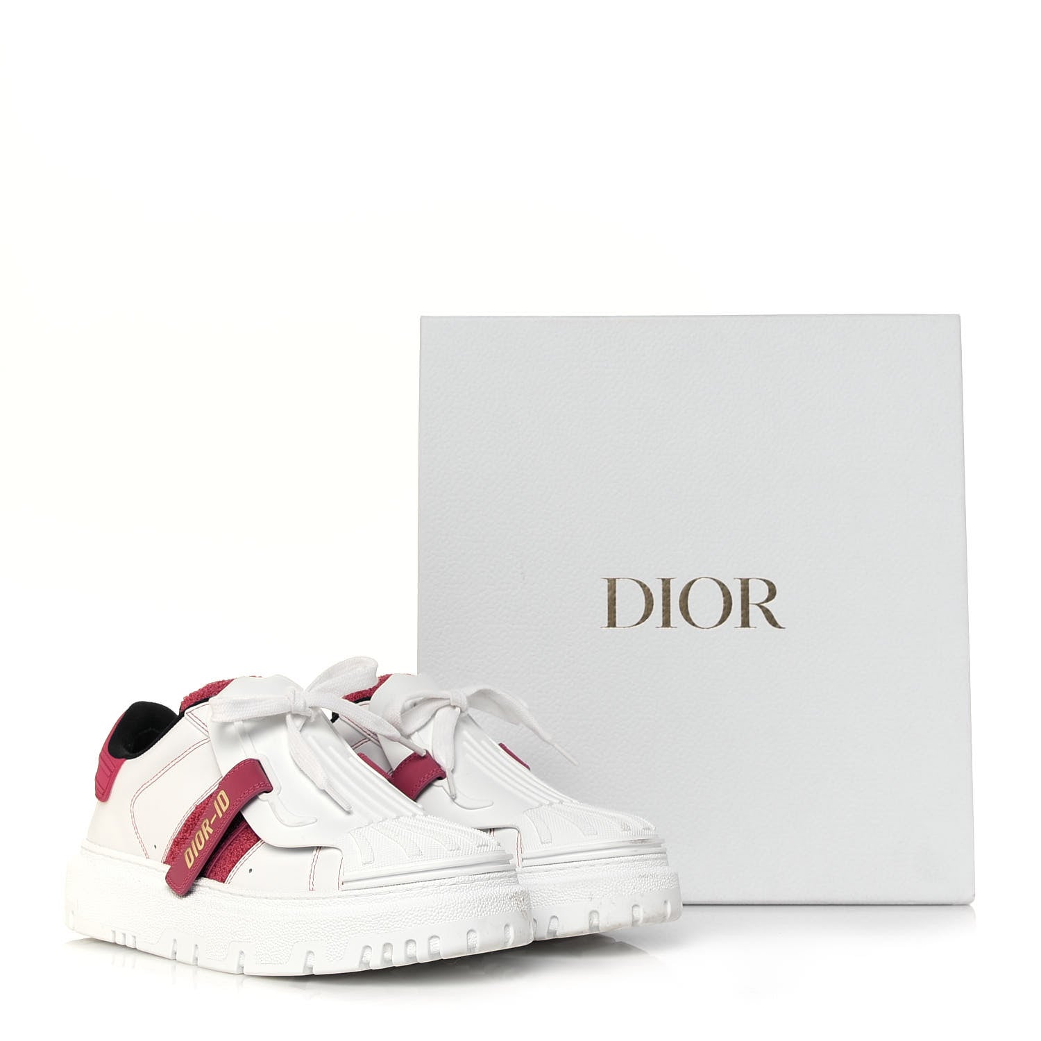 Christian Dior Suede Patent Terry Cloth Dior-ID Platform Sneakers 38 White Framboise 9 of 9