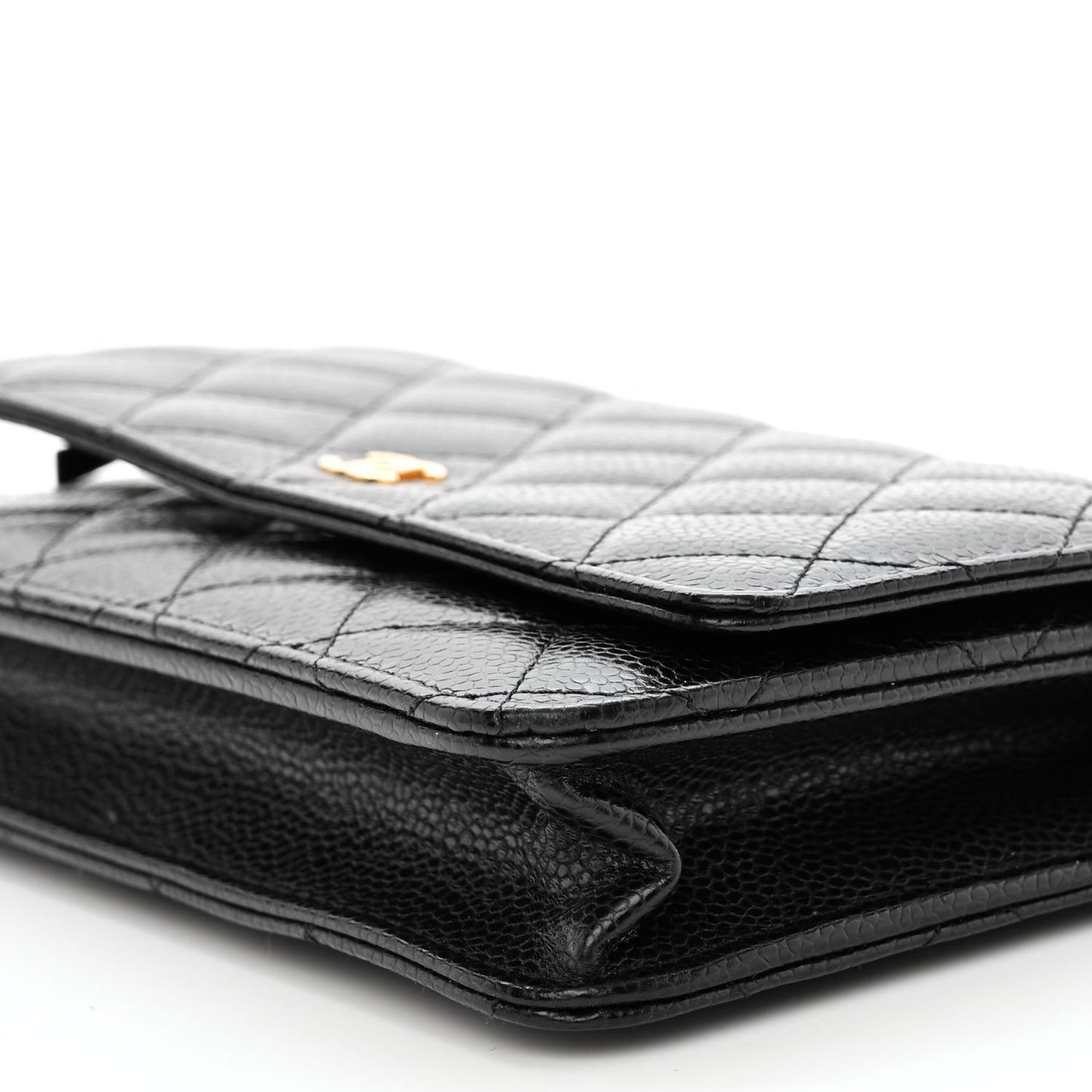Caviar Quilted Wallet on Chain WOC Black