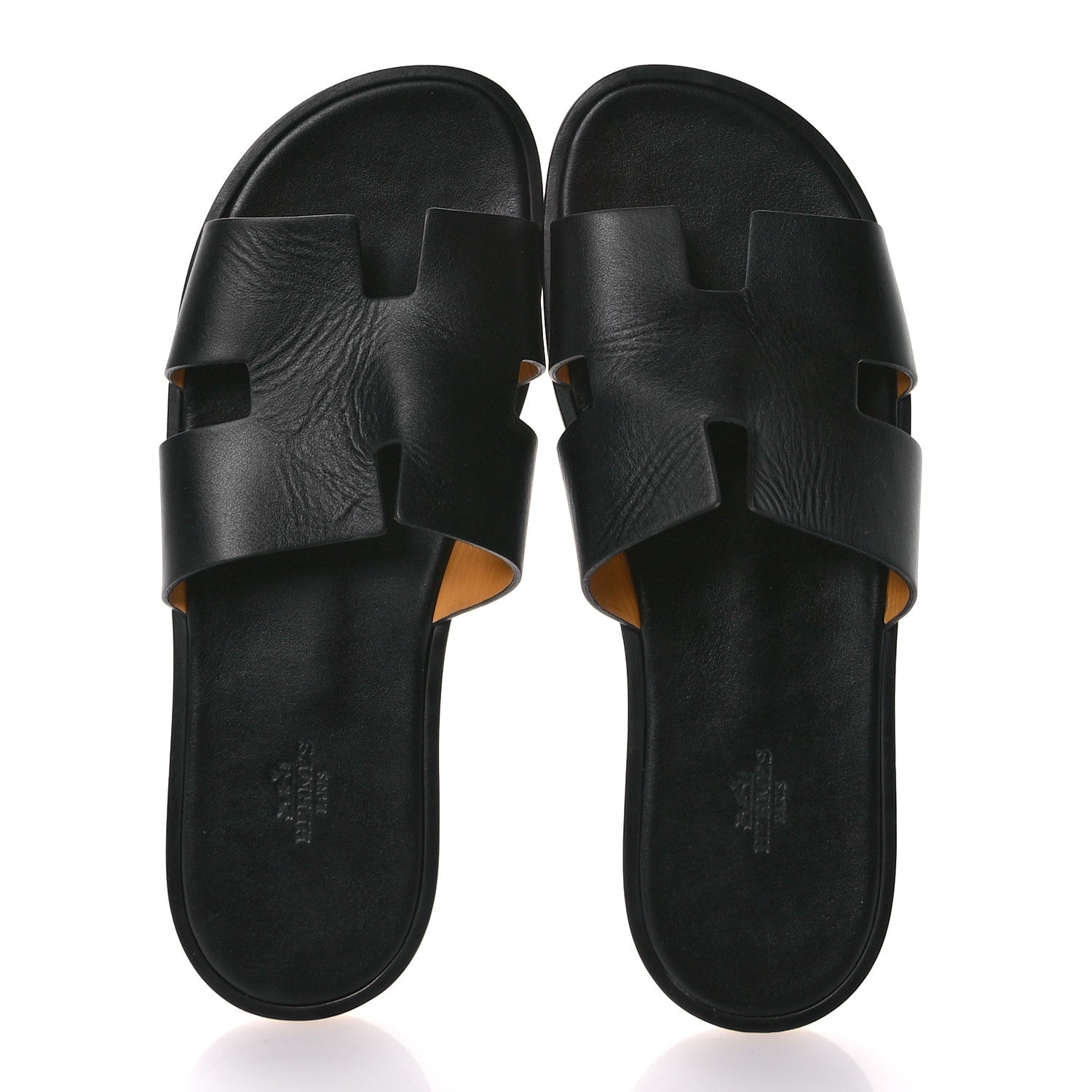 Hermes Calfskin Mens Izmir Sandals 42.5 Black 2 of 8