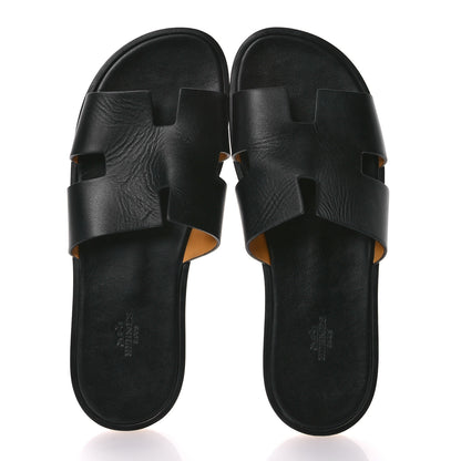 Hermes Calfskin Mens Izmir Sandals 42.5 Black 2 of 8