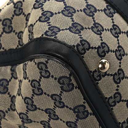 Gucci Monogram Selleria Calfskin Vintage Web Medium Boston Beige Blue 10 of 11