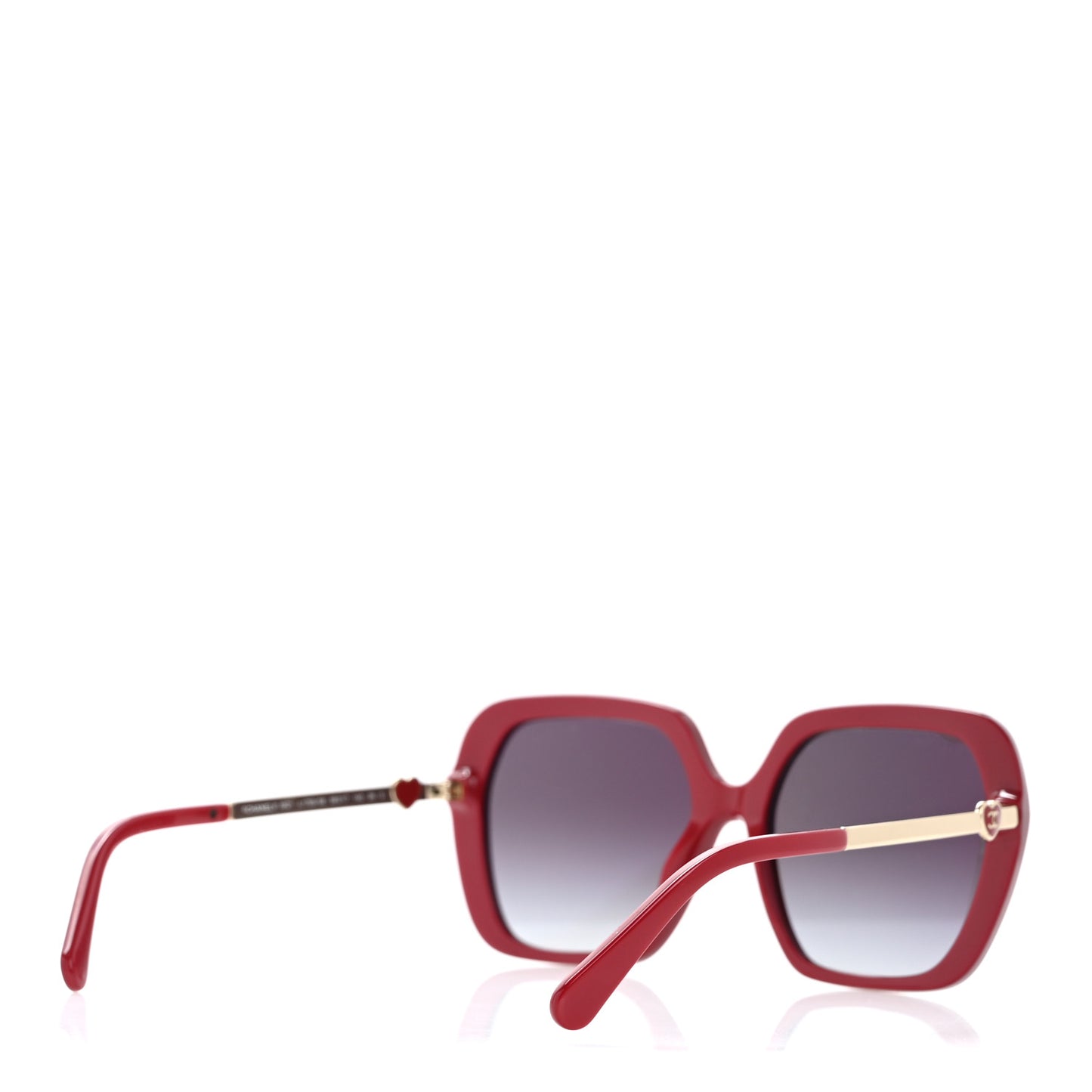 Acetate Polarized Square CC Heart Sunglasses 5521-A Red
