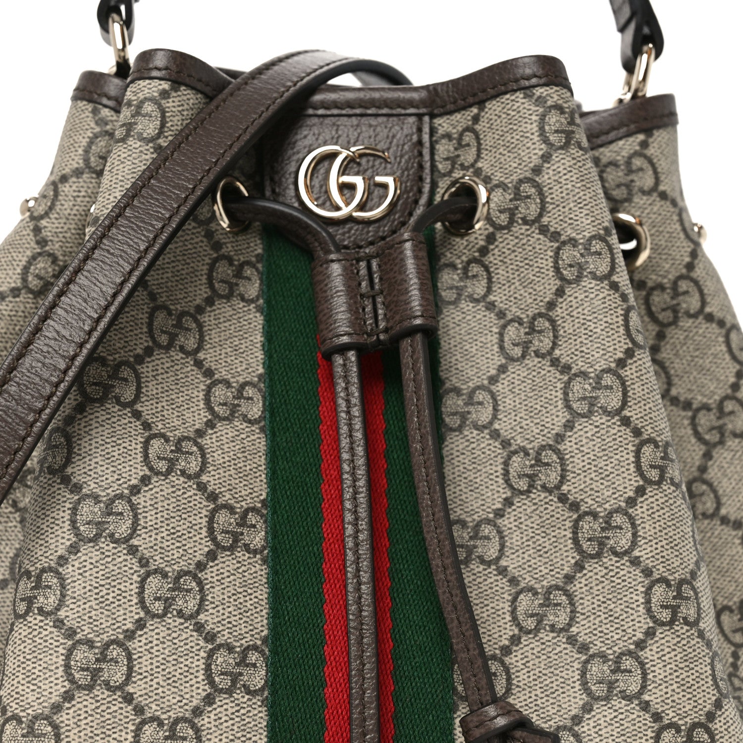 Gucci GG Supreme Monogram Web Small Ophidia Top Handle Bucket Bag Brown 8 of 10