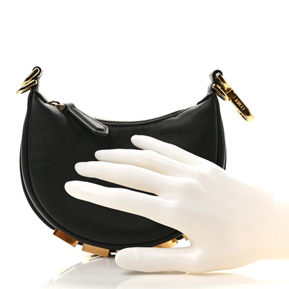 Fendi Vitello Grace Matte Nano Fendigraphy Hobo Charm Black 3 of 11