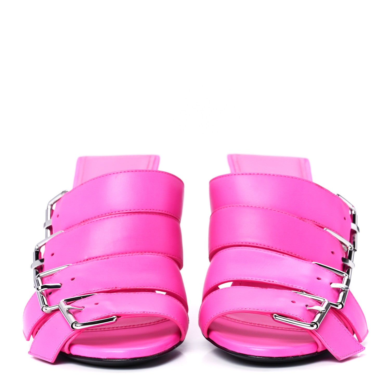 Balenciaga Shiny Sheepskin Bluckle K 80mm Sandals 37 Fluo Pink 2 of 9