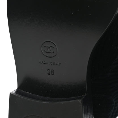 Chanel Velvet CC Cap Toe Boots 38 Black 6 of 10