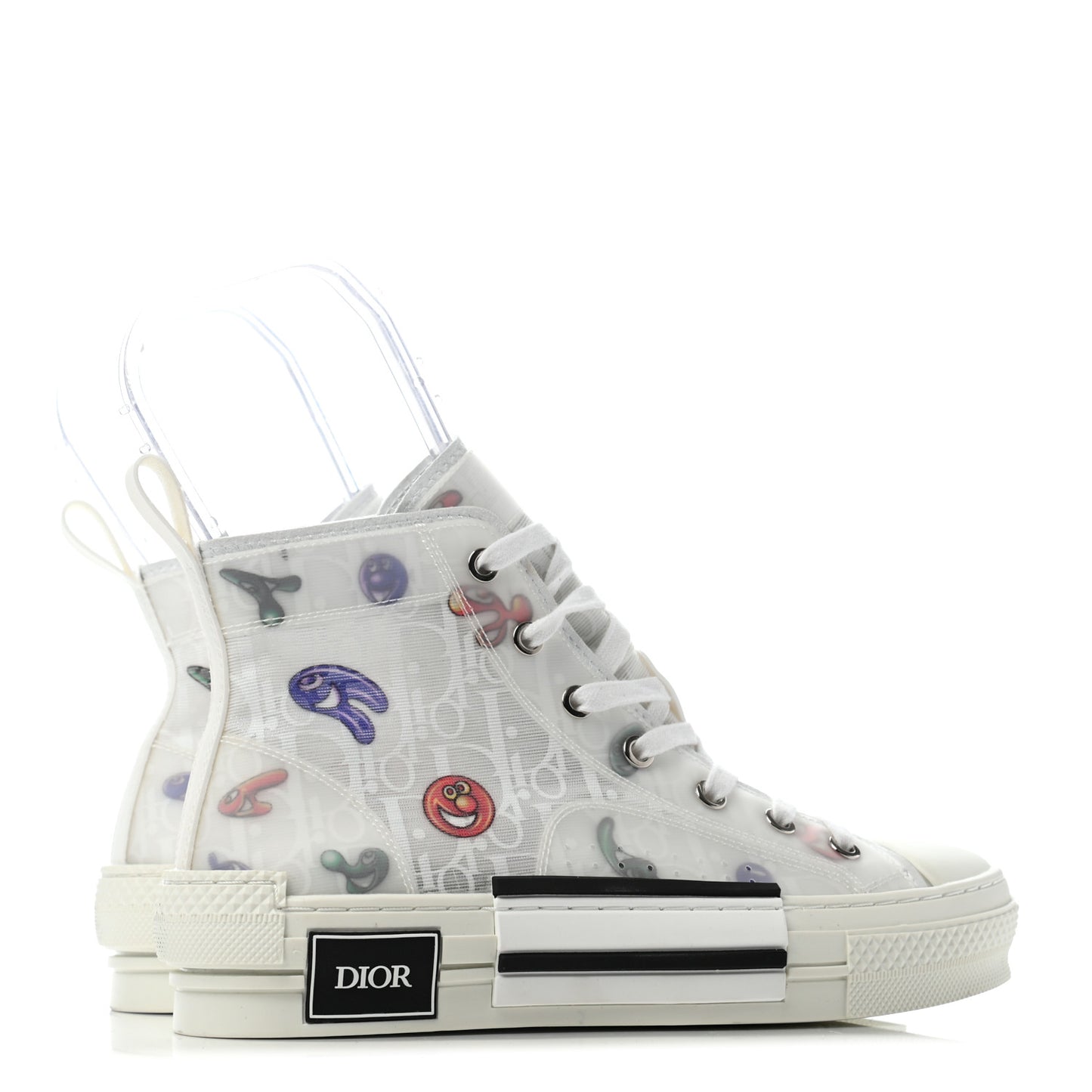 X KENNY SCHARF Technical Canvas Oblique Patch Mens B23 High Top Sneakers 37 White Blue